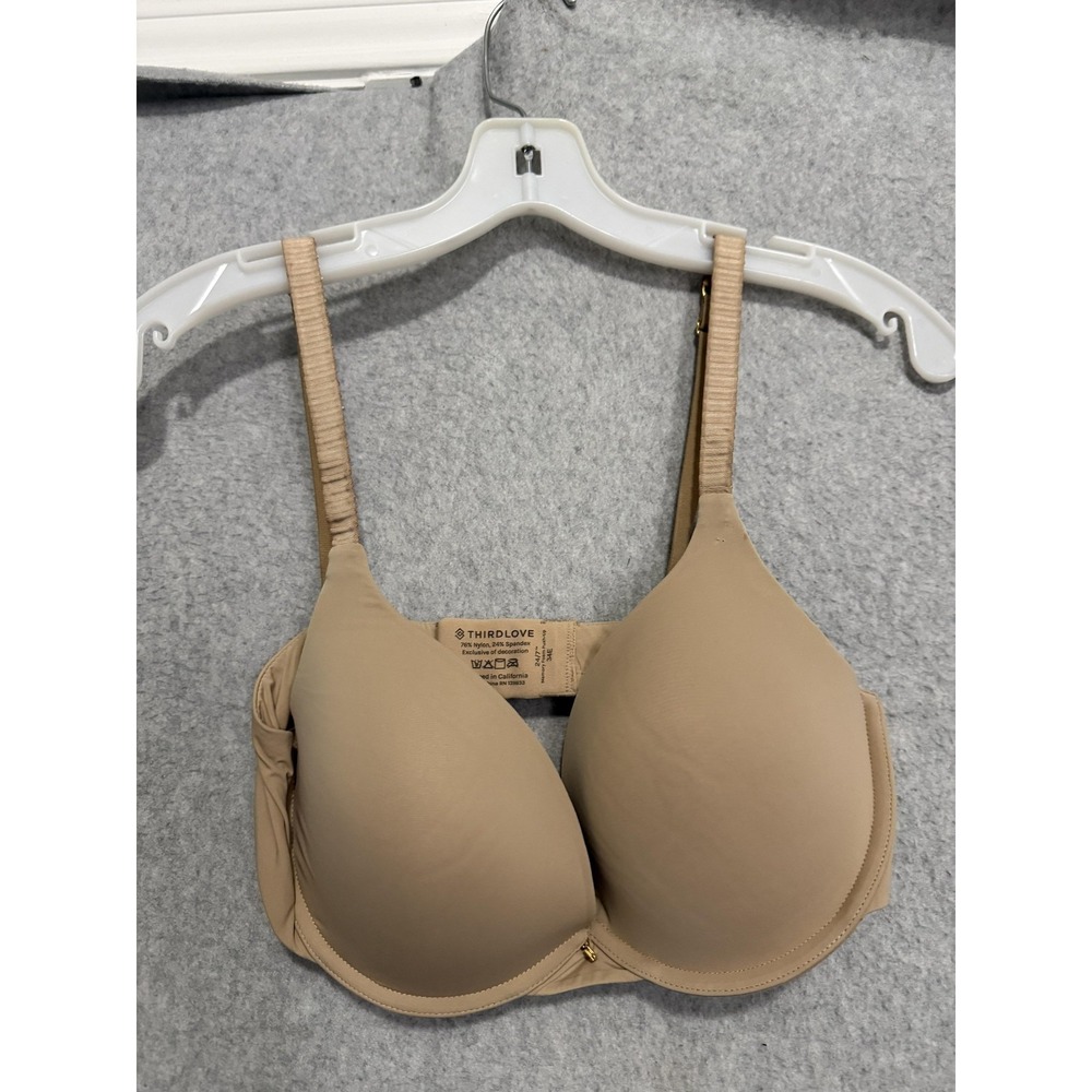 Third Love Bra Womens 34E Beige 24/7 Memory Foam Push Up Underwire Everyday